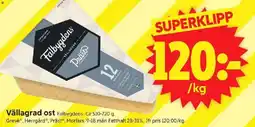 ICA Supermarket FALBYGDENS Vällagrad ost erbjuda