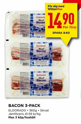 Willys Bacon 3-pack erbjuda