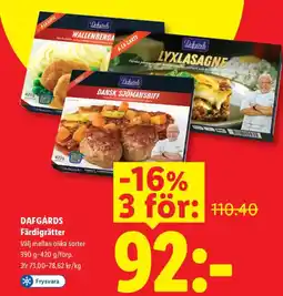 Lidl DAFGÅRDS Färdigrätter erbjuda