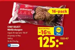 Lidl CHEF SELECT Nötfärsburgare erbjuda
