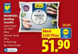 Lidl KRONFÅGEL Kyckling- innerfilé erbjuda