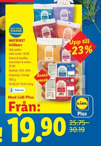 Lidl MATRIKET Grillkorv erbjuda