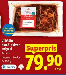 Lidl VITASIA Karré i skivor teriyaki erbjuda