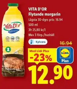 Lidl VITA D'OR Flytande margarin erbjuda