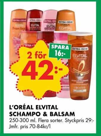 ÖoB L'oréal elvital schampo & balsam erbjuda