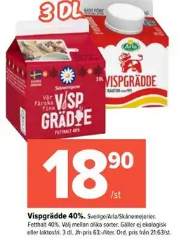 Coop Extra Vispgrädde 40% erbjuda