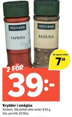 Coop Extra Kryddor i småglas erbjuda