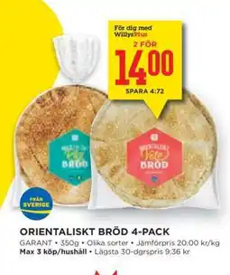 Willys ORIENTALISKT BRÖD 4-PACK erbjuda