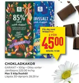 Willys Chokladkakor erbjuda