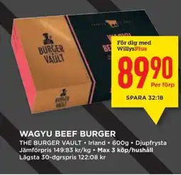 Willys WAGYU BEEF BURGER erbjuda