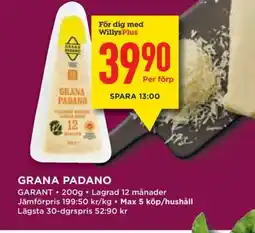 Willys Grana Padano erbjuda