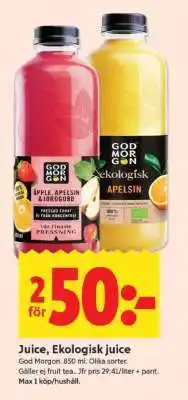 ICA Supermarket JUICE, EKOLOGISK JUICE erbjuda