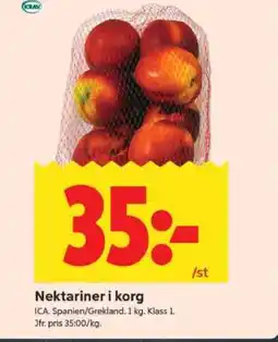 ICA Supermarket Nektariner i korg erbjuda