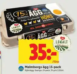 ICA Supermarket Malmborgs ägg 15-pack erbjuda