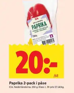 ICA Supermarket Paprika 2-pack i påse erbjuda