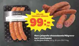 Coop Korv jalapeño cheesebomb/Högrevskorv med bacon erbjuda