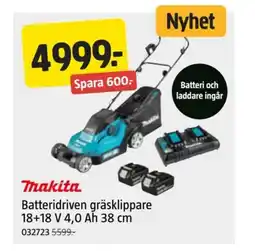 Jula Batteridriven gräsklippare 18+18 V 4,0 Ah 38 cm erbjuda