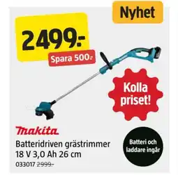 Jula Batteridriven grästrimmer 18 V 3,0 Ah 26 cm erbjuda