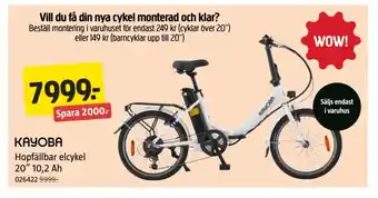 Hopfällbar elcykel 20" 10,2 Ah