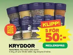 Stora Coop KRYDDOR, Medlemspris erbjuda
