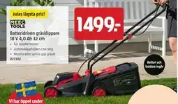 Jula Batteridriven gräsklippare 18 V 4,0 Ah 32 cm erbjuda