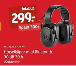Jula BLUEWEAR Hörselkåpor med Bluetooth 30 dB 30 h, Medlemspris erbjuda