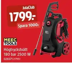 Jula MEEC TOOLS Högtryckstvätt 180 bar 2500 W, Medlemspris erbjuda