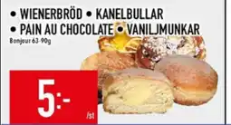 Matdax Wienerbröd kanelbullar pain au chocolate vaniljmunkar erbjuda