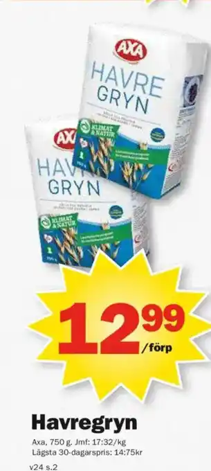Pekås Havregryn erbjuda