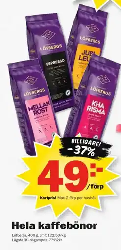 Pekås Hela kaffebönor erbjuda