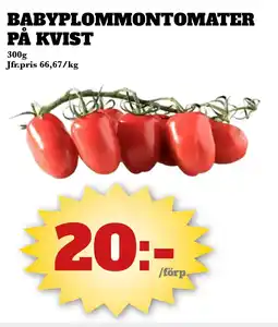 Bonum Matmarknad Babyplommontomater på kvist erbjuda
