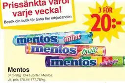 Matöppet Mentos erbjuda