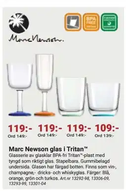 Erlandsons Brygga Marc Newson glas i Tritan erbjuda