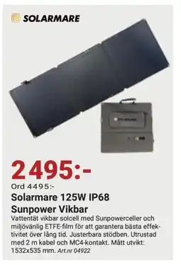 Erlandsons Brygga Solarmare 125W IP68 Sunpower Vikbar erbjuda
