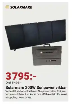 Erlandsons Brygga Solarmare 200W Sunpower vikbar erbjuda