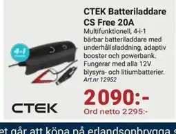 Erlandsons Brygga CTEK Batteriladdare CS Free 20A erbjuda