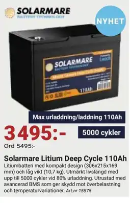 Erlandsons Brygga Solarmare Litium Deep Cycle 110Ah erbjuda