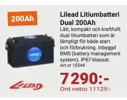Erlandsons Brygga Lilead Litiumbatteri Dual 200Ah erbjuda