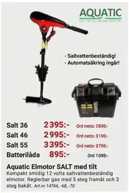 Erlandsons Brygga Aquatic Elmotor SALT med tilt erbjuda