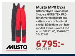 Erlandsons Brygga Musto MPX byxa erbjuda