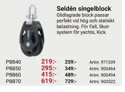 Erlandsons Brygga Seldén singelblock erbjuda
