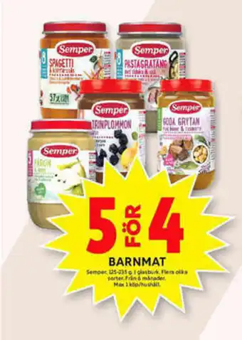 ICA Maxi Semper Barnmat 125-235g erbjuda