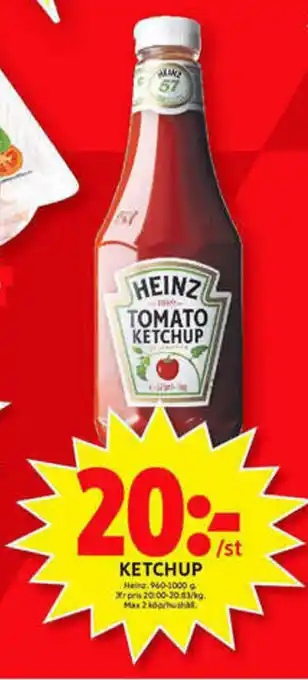 ICA Maxi Heinz Ketchup 960-1000g erbjuda
