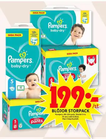 ICA Maxi Pampers Blöjor Storpack 88-124-pack erbjuda