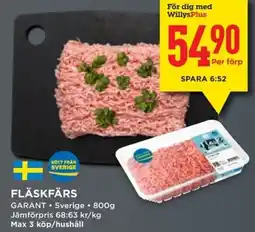 Willys GARANT Fläskfärs erbjuda