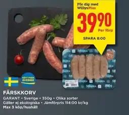 Willys GARANT Färskkorv erbjuda
