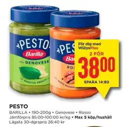 Willys BARILLA Pesto erbjuda
