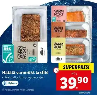 Lidl Hätälä Varmrökt Laxfilé 140g erbjuda