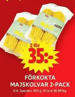 ICA Maxi ICA Förkokta majskolvar 2-pack erbjuda