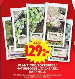 ICA Maxi ICA Plantjord/toppdress/ naturgödsel/täckbark/ barkmull erbjuda